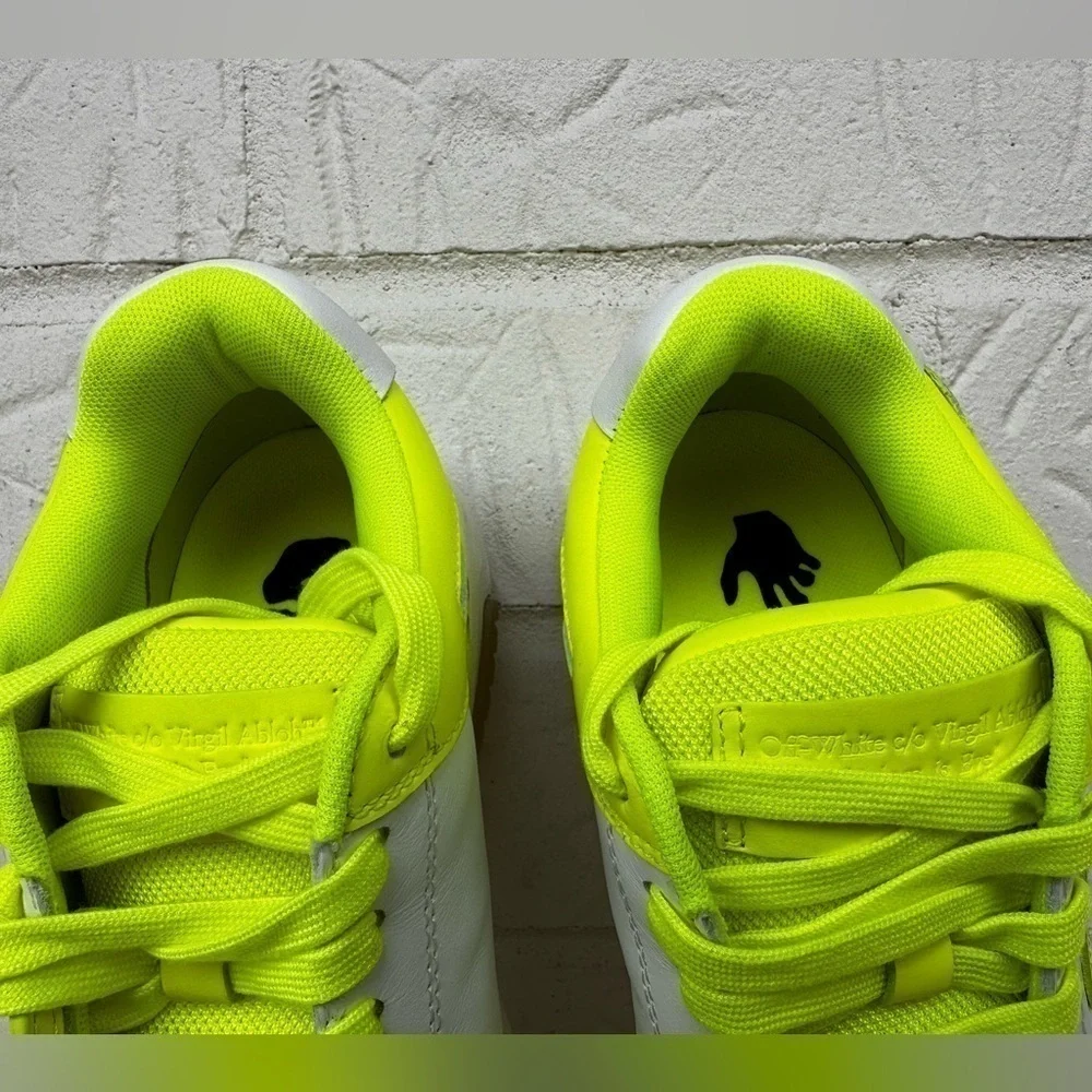 New Off-White Out Of Office Lemon/White Leather Sneakers Size 38 - Picture 9 of 14